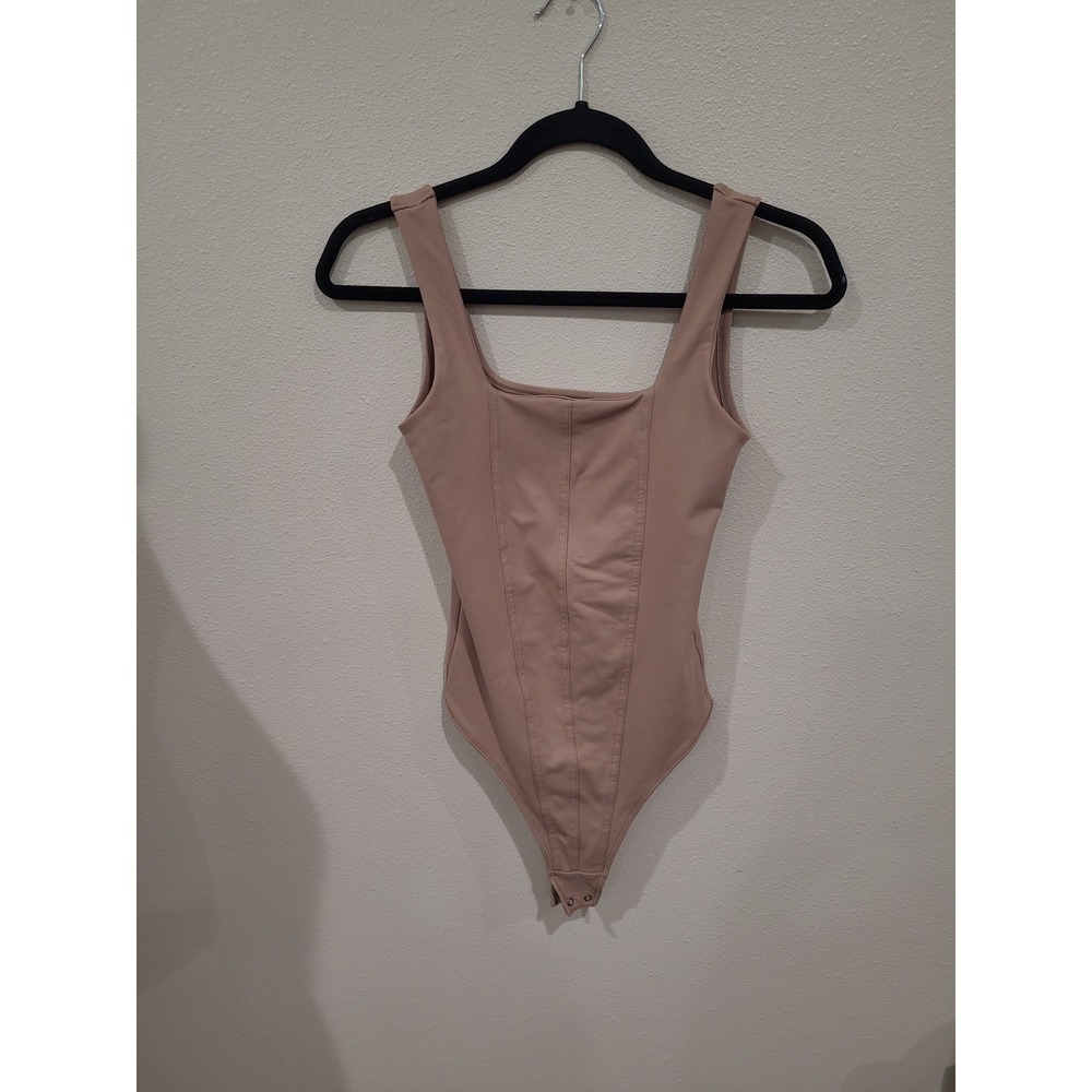 Abercrombie & Fitch Dbl. Layer Corset Tan Bodsuit Mocha‎ Square neck Women SZ XS